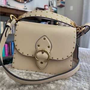Coach Cream and Gold Studded Beat Crossbody Bag